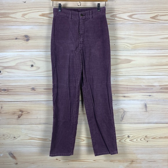 Vtg 70s Tour de France Pants Corduroy Purple Straight High Waisted - Picture 3 of 8
